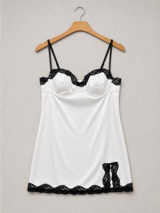 La SENZA Other - La SENZA White Slip Dress with Black Lace Trim